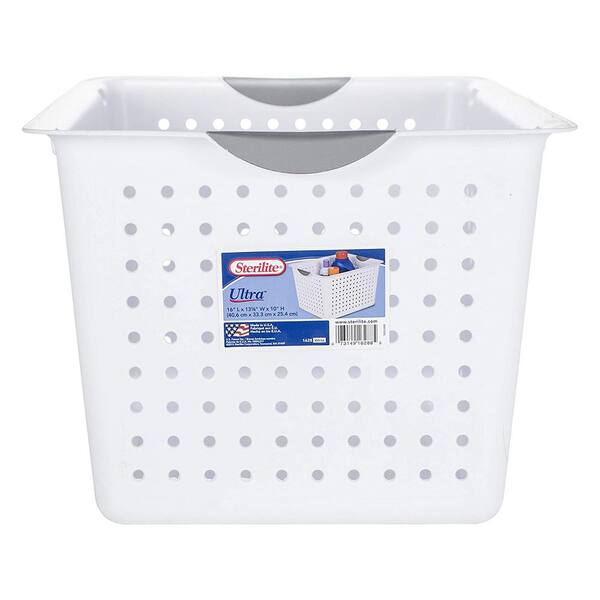 Sterilite Deep Ultra Plastic Kitchen Laundry Storage Organizer Baskets, White - 6 pack