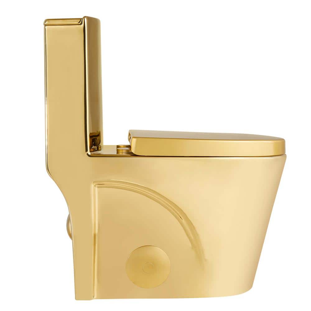 Shiny Gold Elongated Dual-Flush High Efficiency Toilet