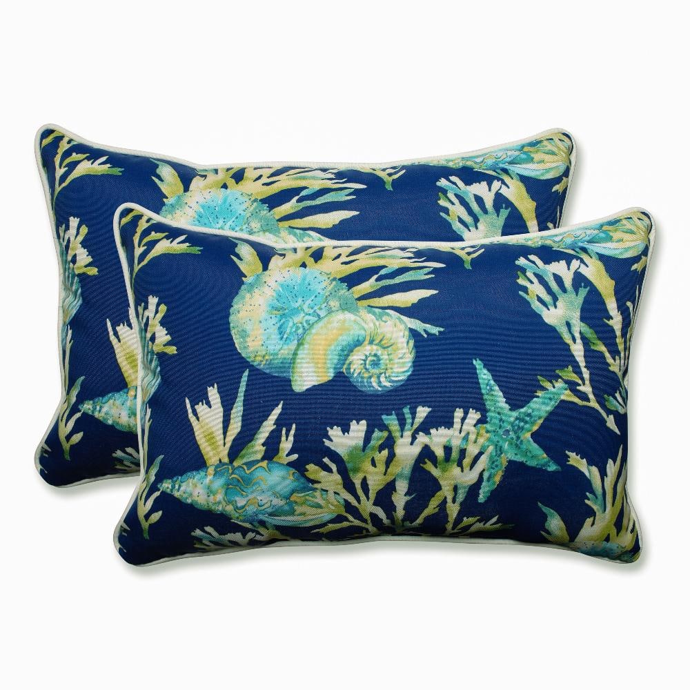 Coastal Charm Watercolor Shell Embroidered Throw Pillow Set
