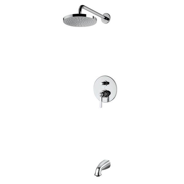 LaToscana Firenze Single-Handle 1-Spray Tub and Shower Faucet with 8 in. Rain Shower Head in Chrome (Valve Included)