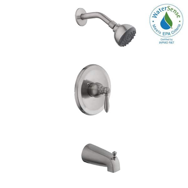Glacier Bay 2500 Series Single-Handle 1-Spray Tub and Shower Faucet in Brushed Nickel (Valve Included)