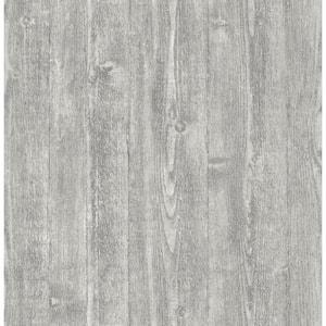 Grey Portland Wood Peel and Stick Wallpaper 8-in. x 10-in. Sample Grey Wallpaper Sample
