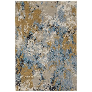 Evan Blue/Gold 5 ft. x 7 ft. Casual Abstract Area Rug