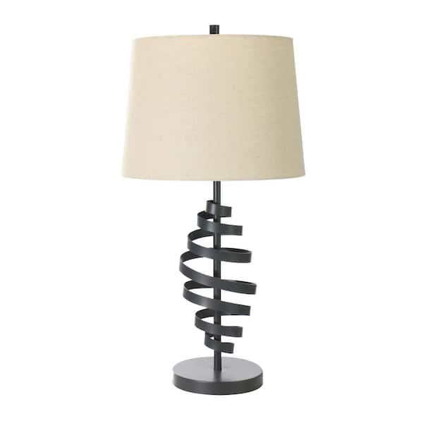 Fangio Lighting 27.75 in. Powder Grey Indoor Table Lamp with Decorator Shade