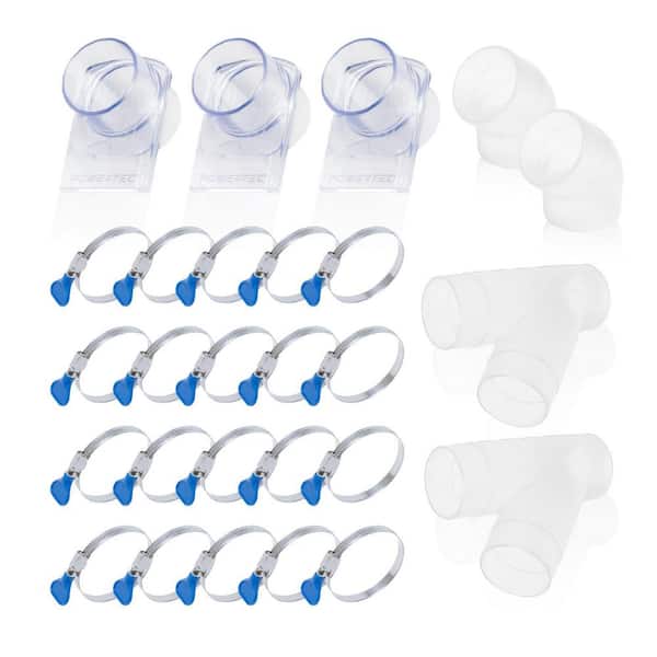 ‎POWERTEC 2-1/2 in. Dust Collection Fittings Kit with Clear Connectors, Blast Gates and Hose Clamps for Dust Collection Systems