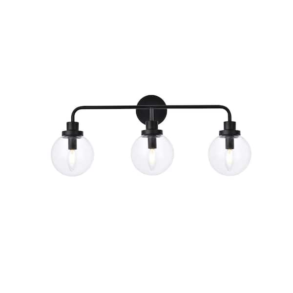 Unbranded Home Living 28 in. 3-Light Black Vanity Light with Glass Shade