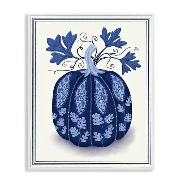 Stupell Industries Folk Pattern Fall Pumpkin by Darlene Seale White Framed Nature Giclee Art Print 20 in. x 16 in.