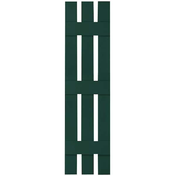 Ekena Millwork 12 in. x 55 in. Lifetime Vinyl Custom Three Board Spaced Board and Batten Shutters Pair Midnight Green