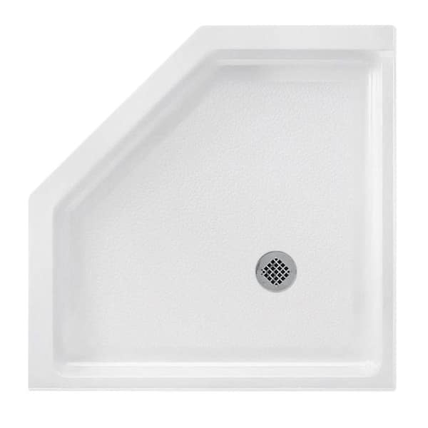Swan Neo Angle 38 in. x 38 in. Solid Surface Single Threshold Shower Pan in White