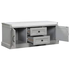 17.5 in. x 42.5 in. x 15.9 in. Storage Bench with 2-Drawers and 2-Cabinets, Entryway Bench with Removable Velvet Cushion