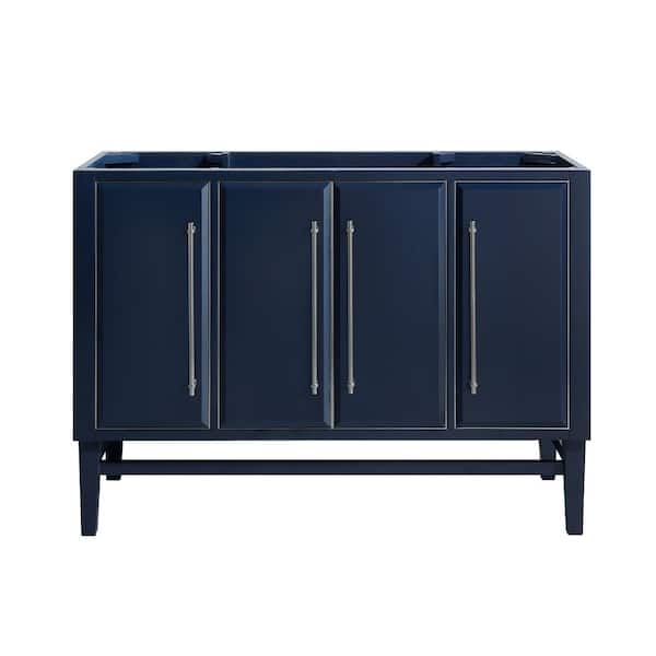 Mason 48 in. Bath Vanity Cabinet Only in Navy Blue with Silver Trim