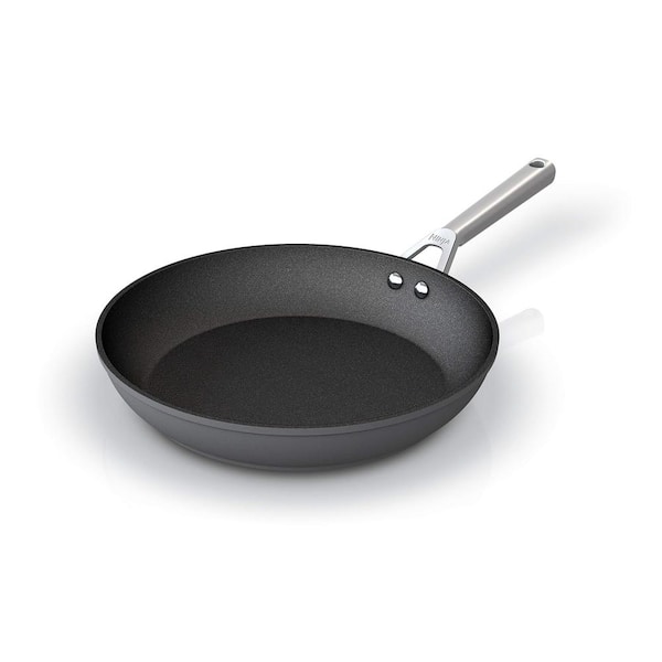 Adrinfly 12 in. Hard-Anodized Heavy-gauge Aluminum Nonstick Durable Frying Pan in Slate Gray with Stainless Steel Handle