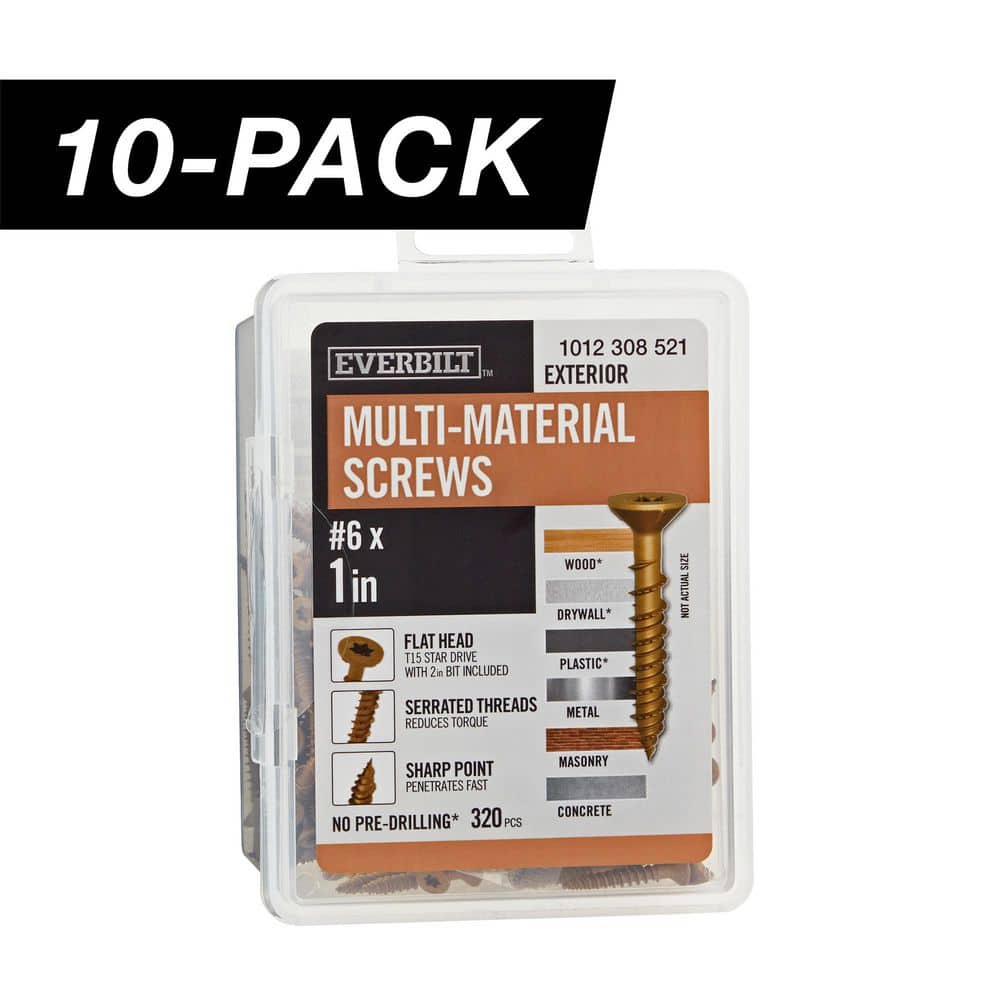 10-Pack # 6 x 1 in. Brown 6-Lobe Star Drive Exterior Flat Head Multi-Material Screw (10 lbs. / 3,200-Piece) price history on PriceWatchPro