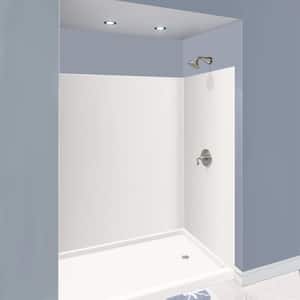 Expressions 48 in. x 60 in. x 72 in. 3-Piece Easy Up Adhesive Alcove Shower Wall Surround in White
