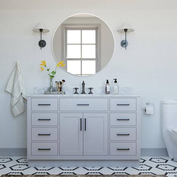 ARIEL Hepburn 55 in. W x 22 in. D x 36 in. H Bath Vanity in Grey with ...