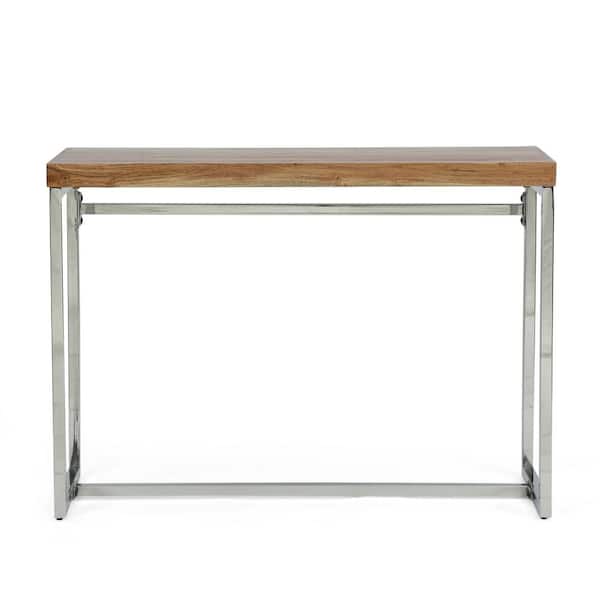 Noble House Enon 42 in. H Natural and Silver Acacia Wood Writing Desk