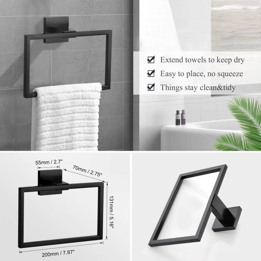 Matte Black 5-Piece Stainless Steel Bathroom Hardware Set