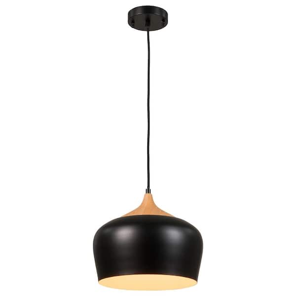 Amucolo 1-Light Matte Black Farmhouse Hanging Kitchen Cage Pendant Light Fixtures