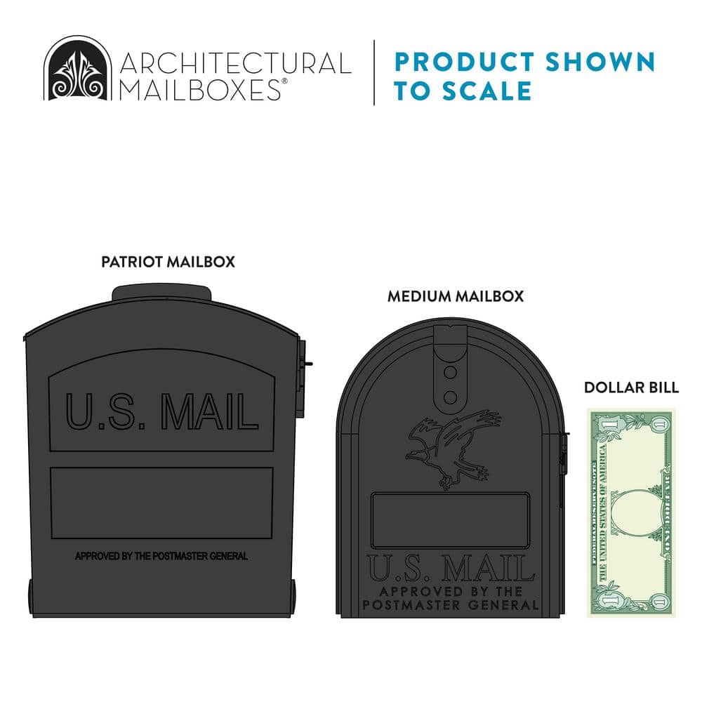 Patriot Medium Black Plastic Post Mount Mailbox