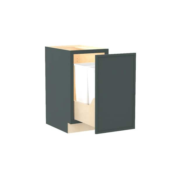 Home Decorators Collection Franklin 21 in. W x 24 in. D x 34.5 in. H Assembled Plywood Trash Can Kitchen Cabinet in Verdant Green with Soft Close