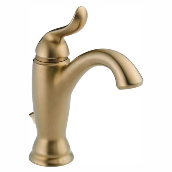 Delta Linden Single Hole Single-Handle Bathroom Faucet with Metal Drain Assembly in Champagne Bronze