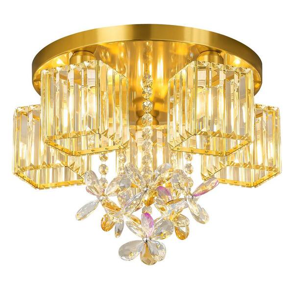 Home Lighting 40Watts 3 Light Gold Ceiling Light Modern Crystal Pendant Light for Kitchen Entryway Bedroom JC-026-5F-1P