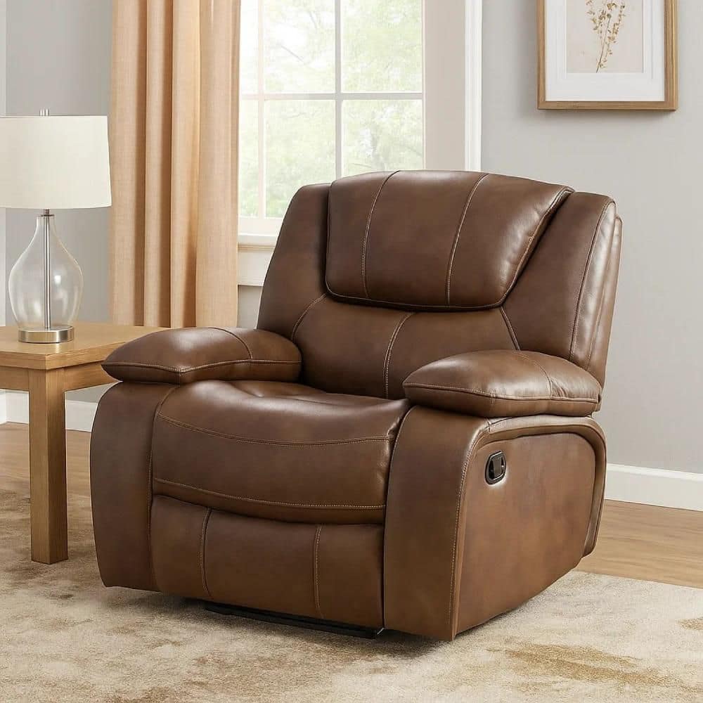 Licot Brown Leather Recliner with Manual Glider price history on PriceWatchPro