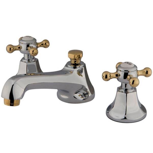 Kingston Brass 8 in. Widespread 2-Handle Mid-Arc Bathroom Faucet in Chrome and Polished Brass