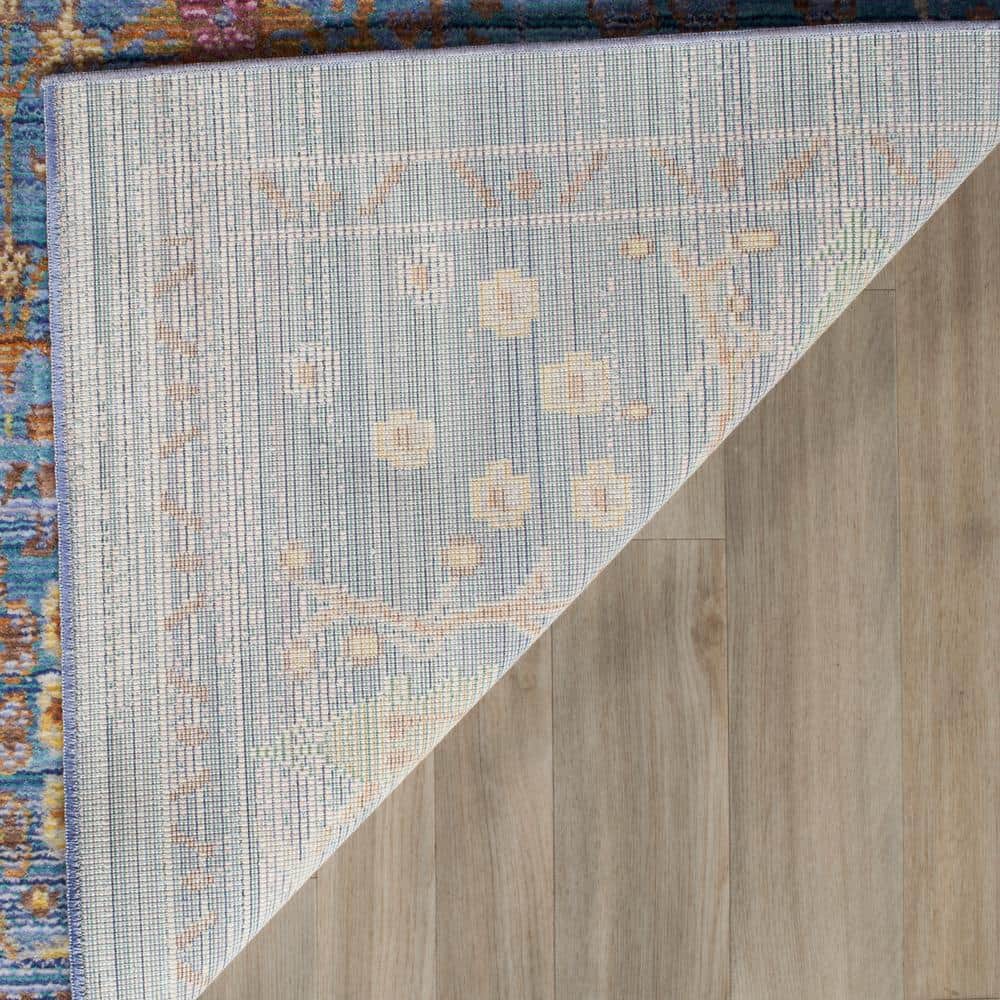 Valencia Blue & Multi Persian Motif 4' x 6' Synthetic Area Rug