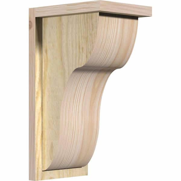 Ekena Millwork 8 in. x 10 in. x 18 in. Douglas Fir Carmel Rough Sawn Corbel with Backplate
