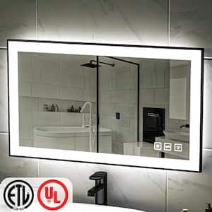 40 in. W x 24 in. H Rectangular Framed LED Anti-Fog Wall Bathroom Vanity Mirror in Black with Backlit and Front Light