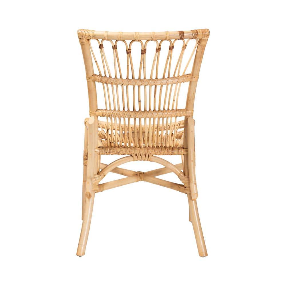 Natural Brown Rattan Cane Low Back Side Chair