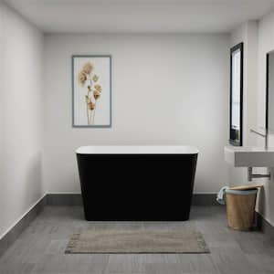 Freestanding 47 in. Acrylic Flatbottom Modern Stand Alone Non-Whirlpool Bathtub Soaking Bathtub in Matte Black