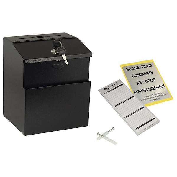 Wall Mountable Steel Locking Suggestion Secure Drop Box, Black (2-Pack)