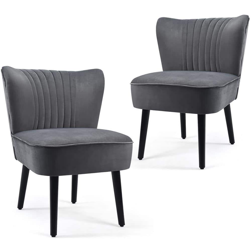 Set of 2 Armless Accent Chair Upholstered Leisure Chair Single Sofa