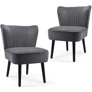 23 in. W Dark Gray Striped Polyester 2-Seat Motion Sofa Chair (Set of 2)