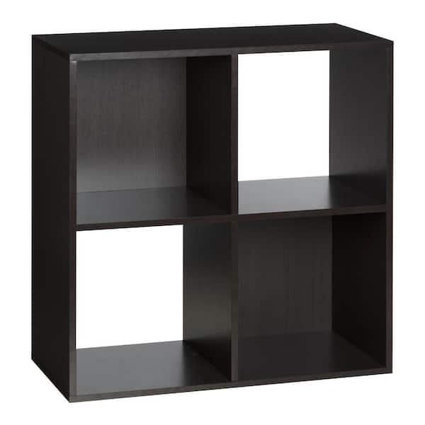 OneSpace 24.25 in. Espresso Wood 4-shelf Cube Bookcase with Open Back