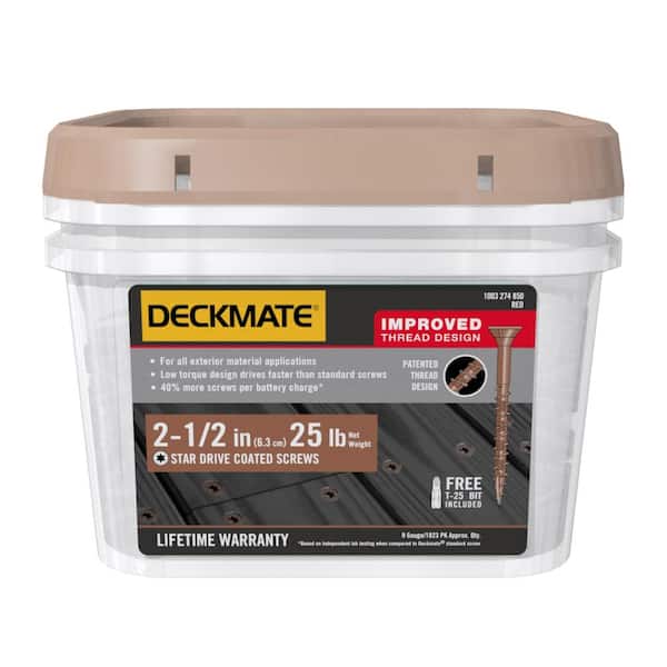 DECKMATE #9 x 2-1/2 in. Red Exterior Self-Starting Star Flat-Head Wood Deck Screws25 lbs box (1823 pcs)