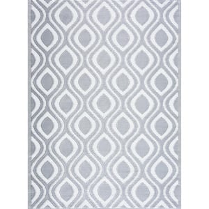 Paris Design Gray and White 6 ft. x 9 ft. Size 100% Eco-Friendly Lightweight Plastic Outdoor Area Mat/Rug