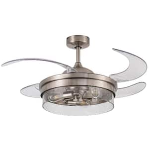 Brisbane 48 in. Indoor Brushed Chrome Retractable Ceiling Fan with Light and Remote Included Display without Motor