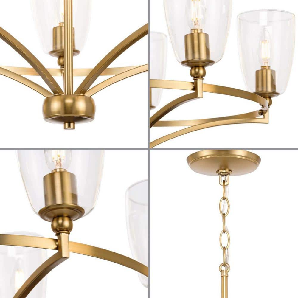 Parkhurst Brushed Bronze 5-Light Chandelier with Glass Shades