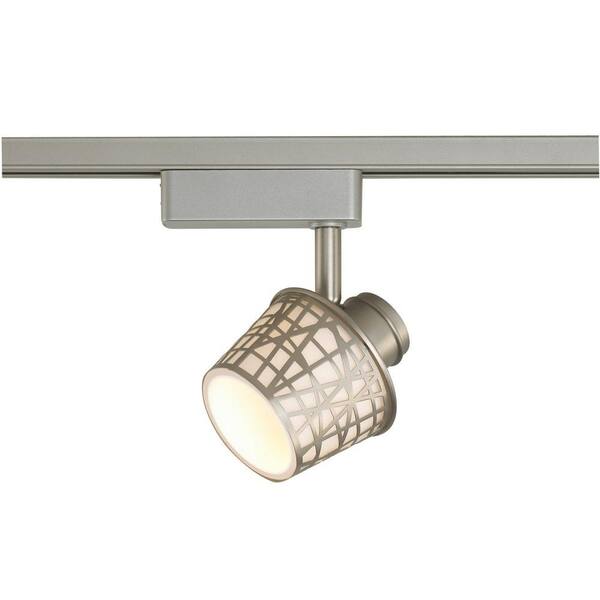 Commercial Electric LED Removable Basket Brushed Nickel Linear Track Lighting Head with White Glass Shade