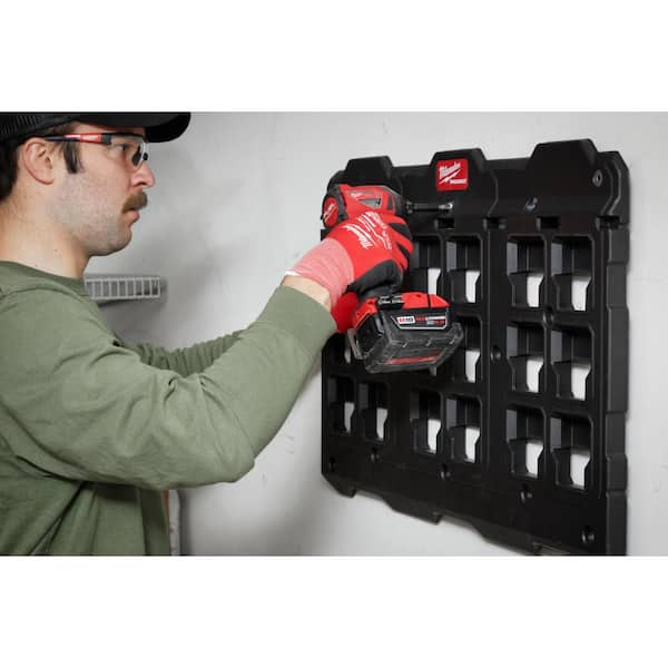 Milwaukee Packout M18 Battery Rack with Packout Large Wall Plate