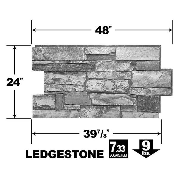 Urestone Ledgestone #25 Mocha 24 in. x 48 in. Stone Veneer Panel