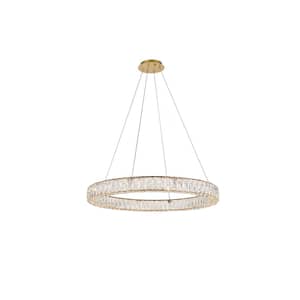 Timeless Home 31.5 in. L x 31.5 in. W x 3 in. H 45-Watt Integrated LED Gold Contemporary Chandelier