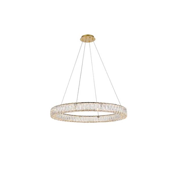 Unbranded Timeless Home 31.5 in. L x 31.5 in. W x 3 in. H 45-Watt Integrated LED Gold Contemporary Chandelier