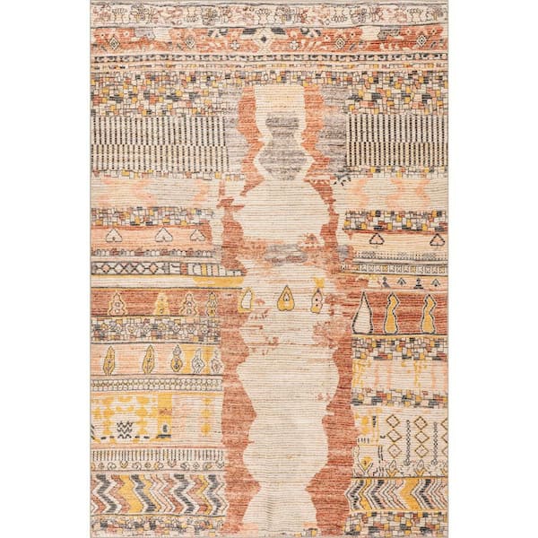 Cielo Abstract Spill Proof Washable Multicolor 9 ft. x 12 ft. Indoor Area Rug