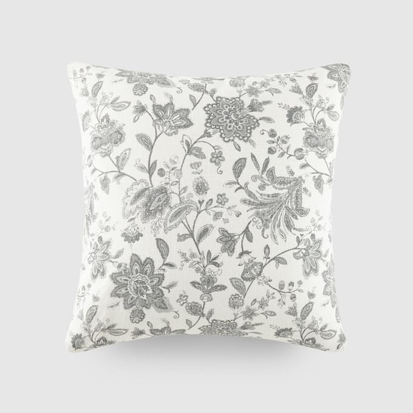 Becky Cameron Elegant Patterns Cotton 20 in. x 20 in. Decor Throw Pillow in Gray Jacobean