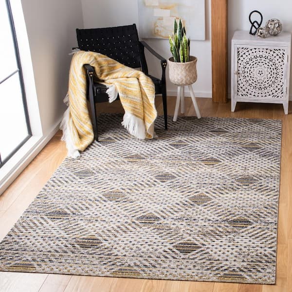 Montage Dark Gray/Gray 3 ft. x 5 ft. Geometric Diamond Indoor/Outdoor Area Rug