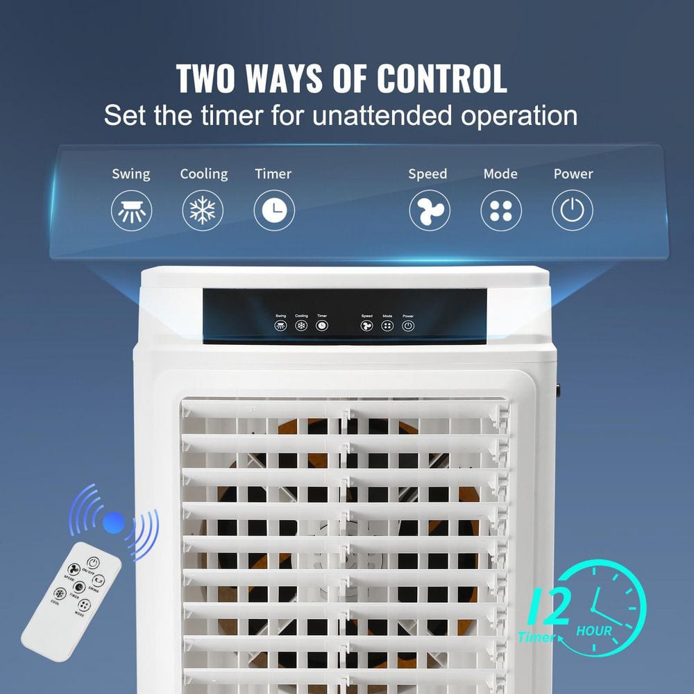VEVOR 3100 CFM White Portable Evaporative Air Cooler with Remote Control